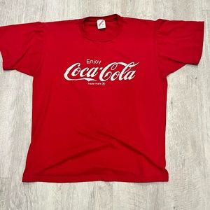 Vintage 80s one stitch Coca Cola T-Shirt Red size Large Jersey tag!